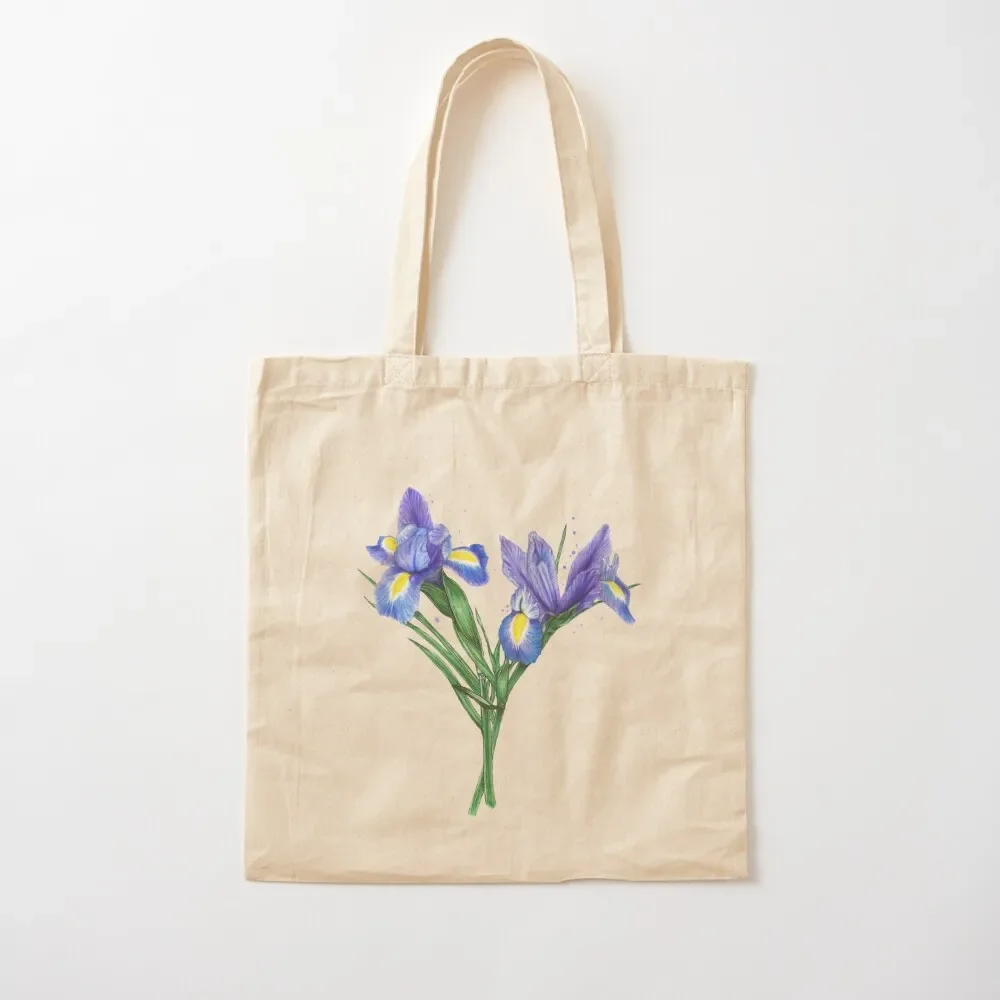 

Purple Iris hand drawn watercolor Tote Bag Canvas bag for women cloth bag woman custom fabric Canvas shoulder