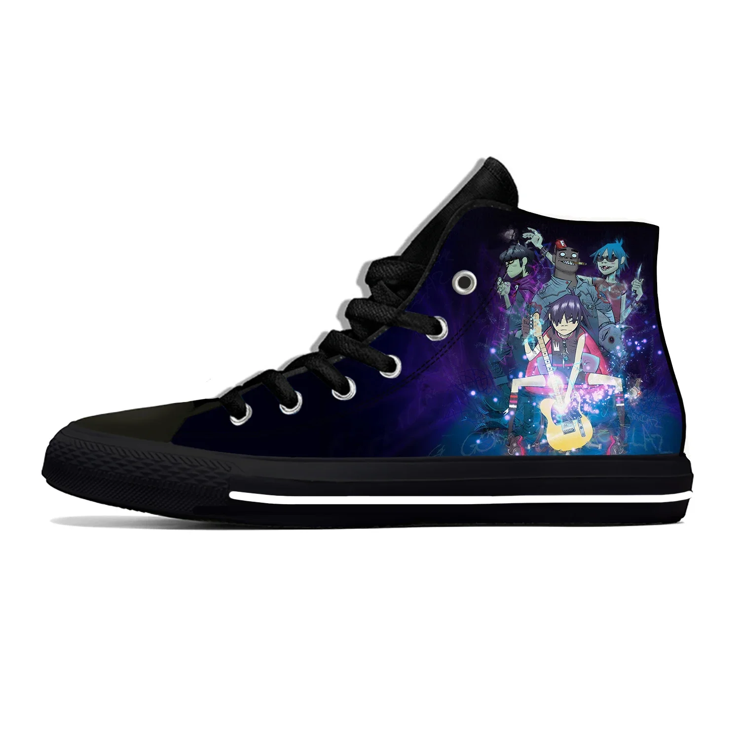 Gorillaz Rock Band Chakakhan Noodle Murdoc Russel Casual Doek Schoenen Hoge Top Lichtgewicht Ademende 3d Print Heren Sneakers