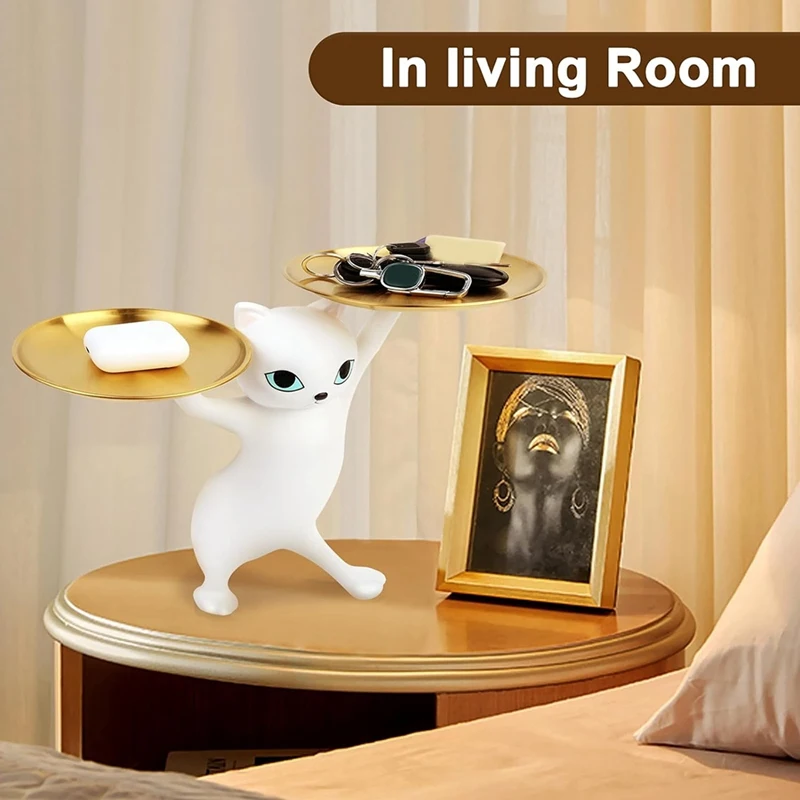 صينية تخزين للقطط للديكور، صينية راتينج لديكور القطط لخاتم أقراط مجوهرات الحلوى