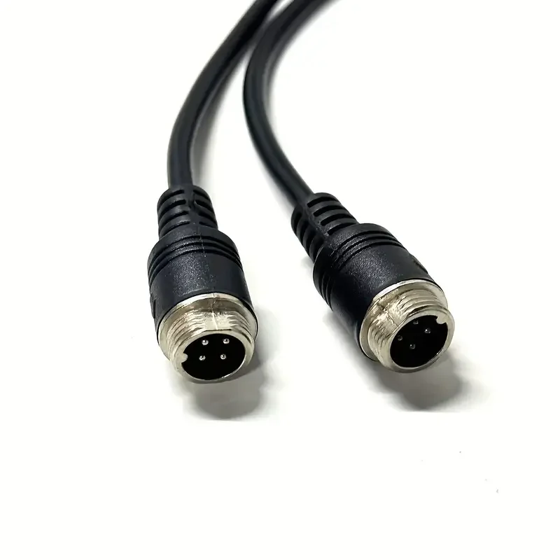Aviation Head 4Pin Cable 1 Female/Male to 2 Male/Female Aviation Video Splitter Cable Black Color