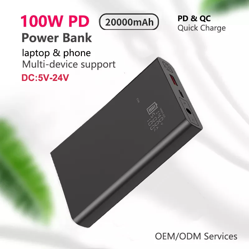 

PD 100W DC 5V 6V 7.4V 8.4V 9V 12V 15V 16.5V 18V 19V 19.5V 20V 24V 1A 2A 3A 4A 5A Power Bank Battery pack for Laptop Wifi Router
