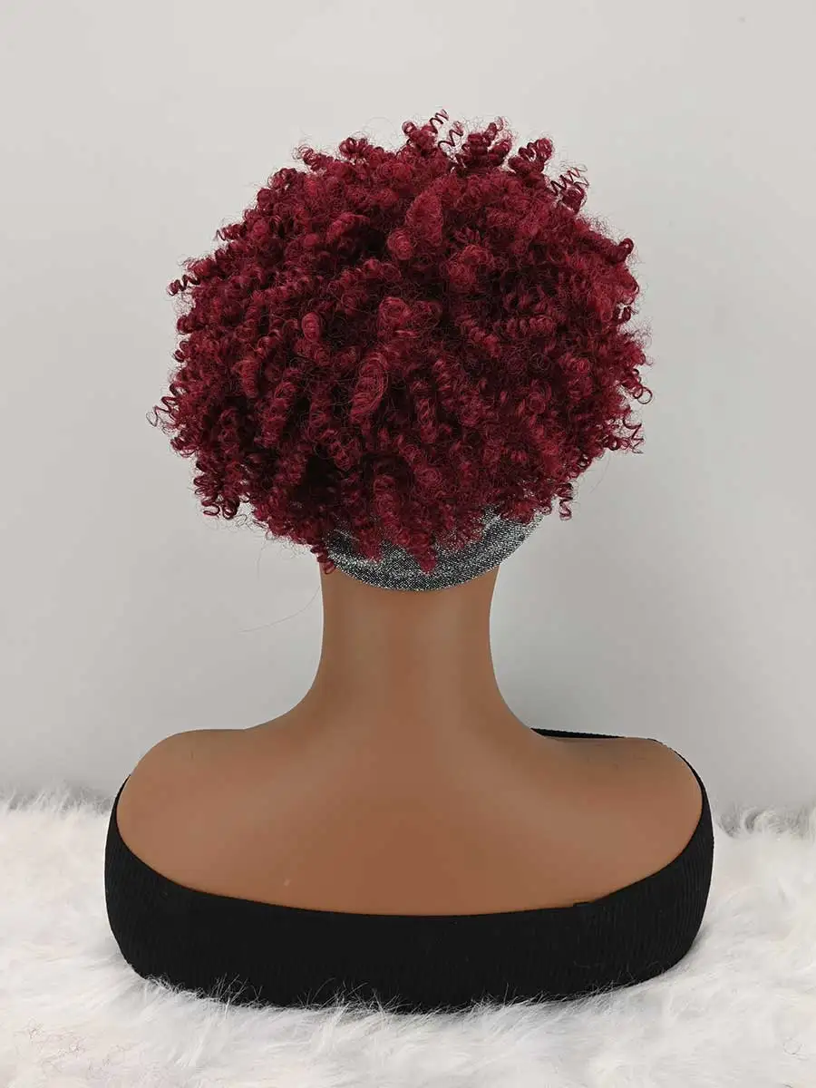 Headband Wigs For Women Afro Kinky Curly Wig With Synthetic Short Hair Wigs With Headband Attached Headwrap Wigs Kinky - Image 4