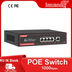 IENRON POE Switch 1000 Mbps Ethernet 4 Port POE +1 Port UpLink Gigabit  Network RJ45 52V Power for IP Camera/ Wifi Router