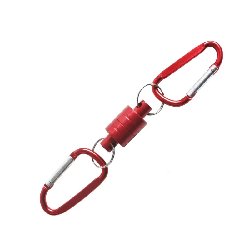 2 Stück Schnellverschluss-Schlüsselanhänger, magnetischer Anti-Verlust-Schlüsselanhänger für den Außenbereich, magnetischer Entriegelungshalter für Fliegenfischen, Magnet-Metallhaken, Schwarz – Detail 7