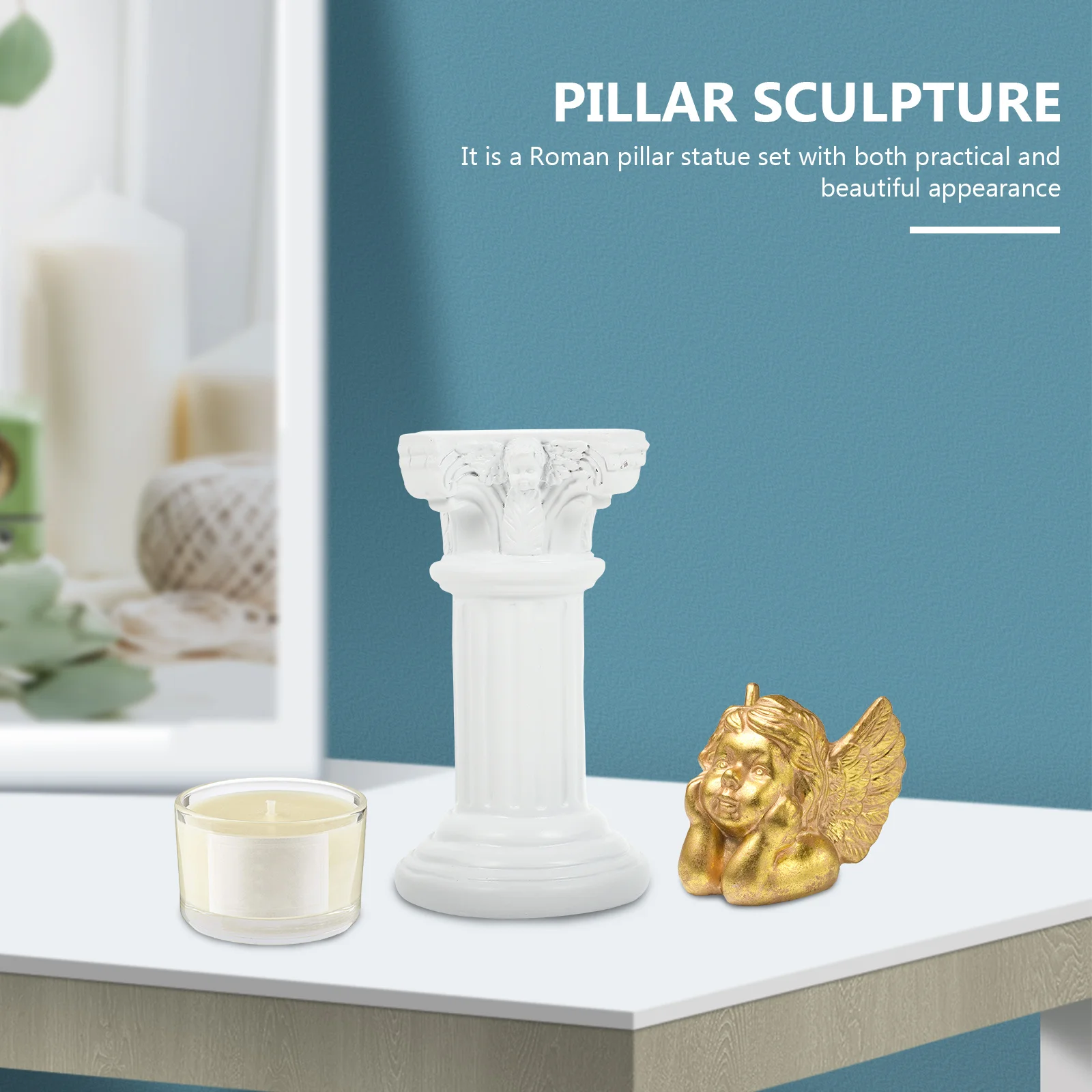 1 قطعة عمود روماني تمثال راتنج الأبيض الإبداعية ديكور المنزل أعمالا فنية شرفة غرفة نوم حديقة غرفة المعيشة مكتب التصوير الدعامة