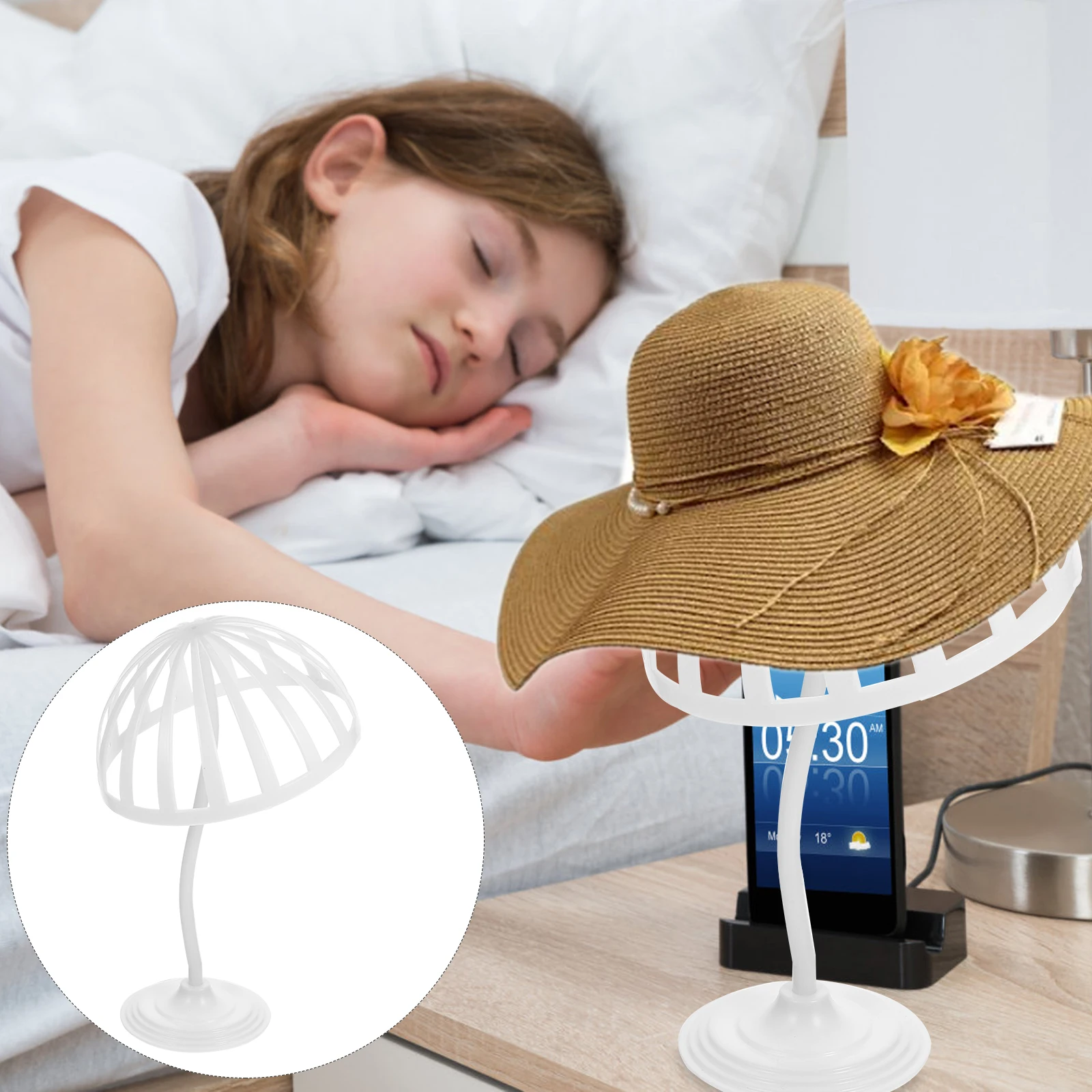

Plastic Display Stand Dome Shaped Storage Rack for Hat Holder Freestanding Anti Deformation Simple Design Practical