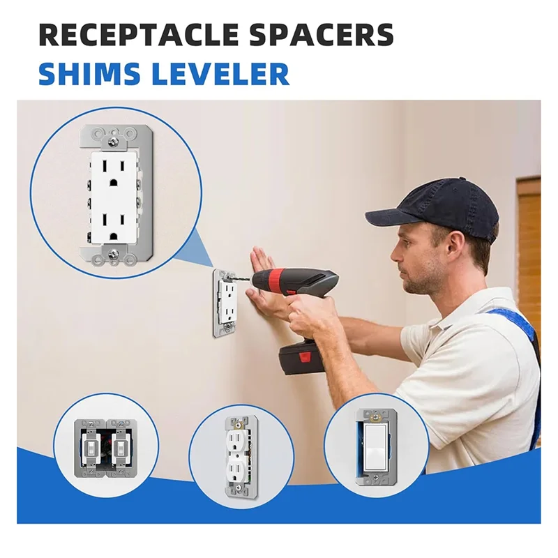 A95E-30Pc Wall Plate Spacer,Flush Fit Device Leveling Plates,Electrical Box Outlet Spacers Shims,Electric Receptacle Spacers