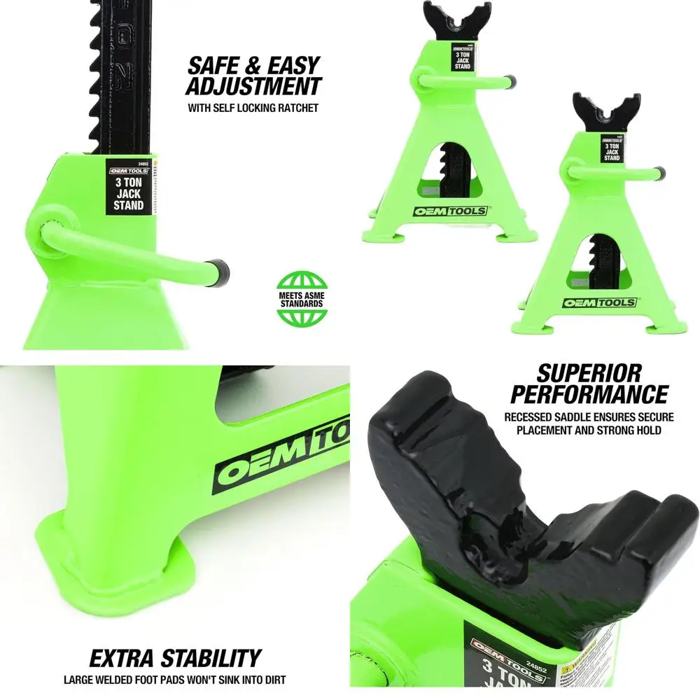 

3 Ton Adjustable Jack Stands for Cars, SUVs, and Light Trucks, 11-16.5 Height, Ratcheting, Welded Pads