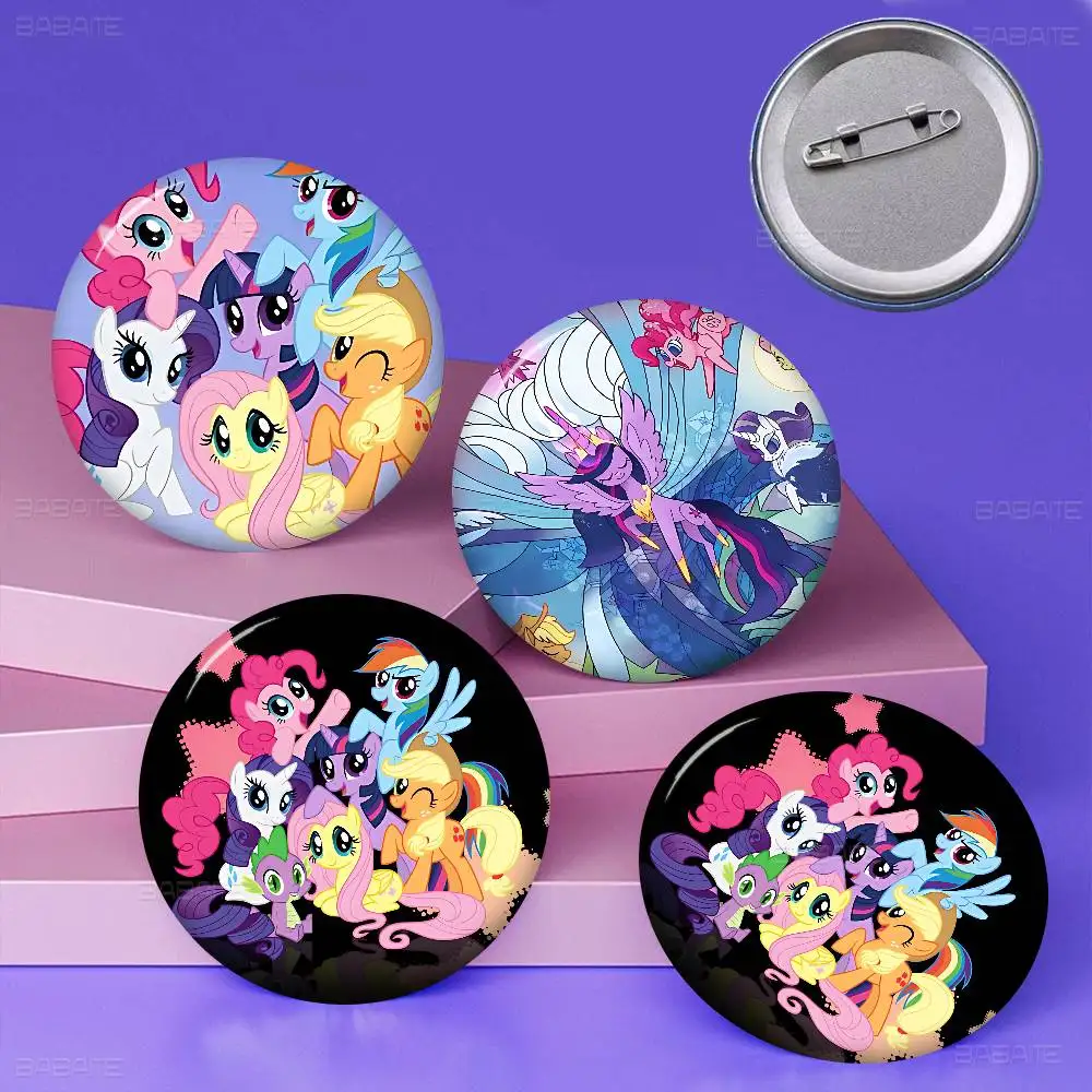 Cartoon L-Little Cute P-Pony Tinplate Pin Button Custom Anime Role Old-school Brooch Cartoon Collar Badge Jewelry Gift Fans