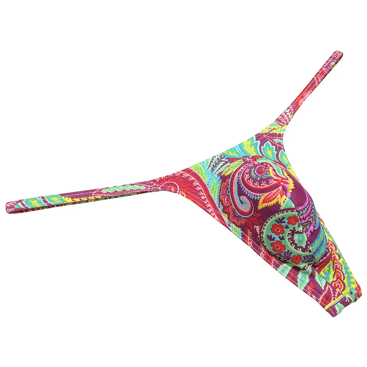 Men's Enhance Pouch G-String Colorful Print String Underwear Male Thongs Lingerie Ultrathin Quick-dry Stretchy Breathable Tangas