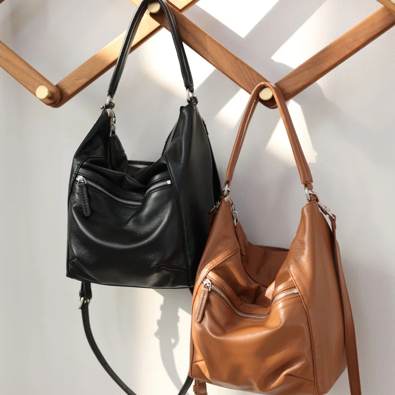 

Women Luxury Soft Genuine Leather Zipper Crossbody Bags Casual Comfortable Handbag