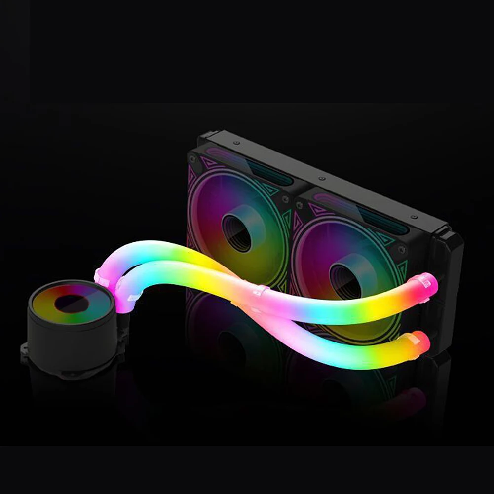 

2 шт. силиконовые трубки-рукава 5V 3PIN ARGB с подсветкой для водяного охлаждения радиатора, мягкие трубки ARGB для корпуса компьютера