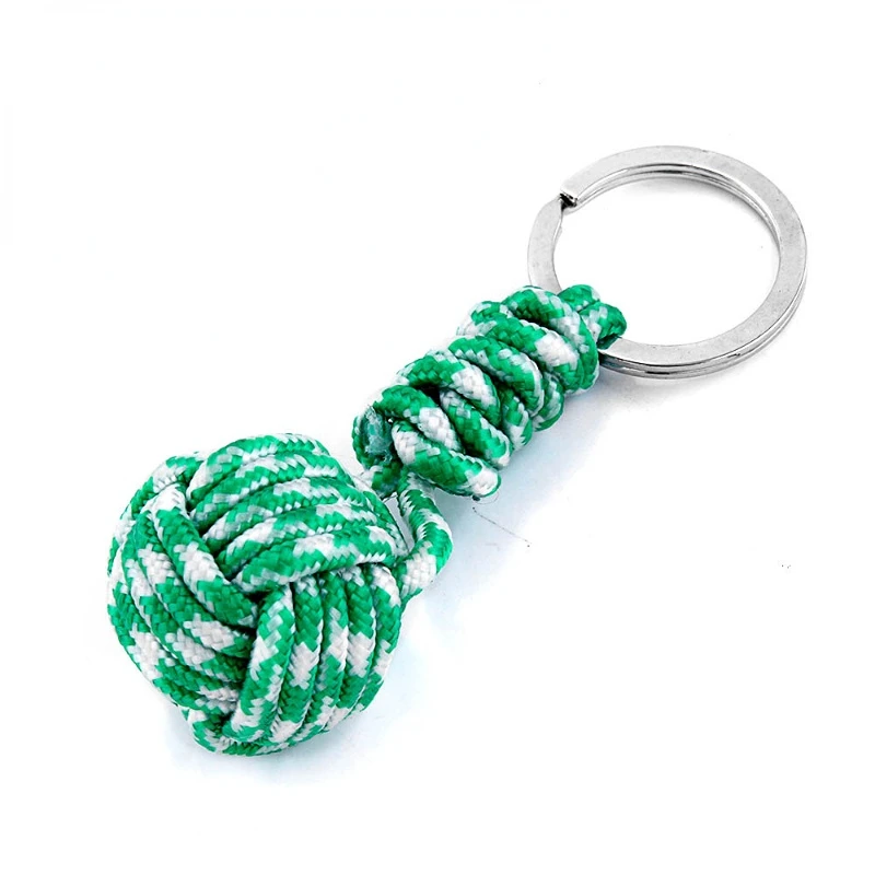 Military Parachute Woven Rope Ball Keychain Paracord Lanyard Key Ring Monkey Fist Key Chains Outdoors Survival Tool Jewelry