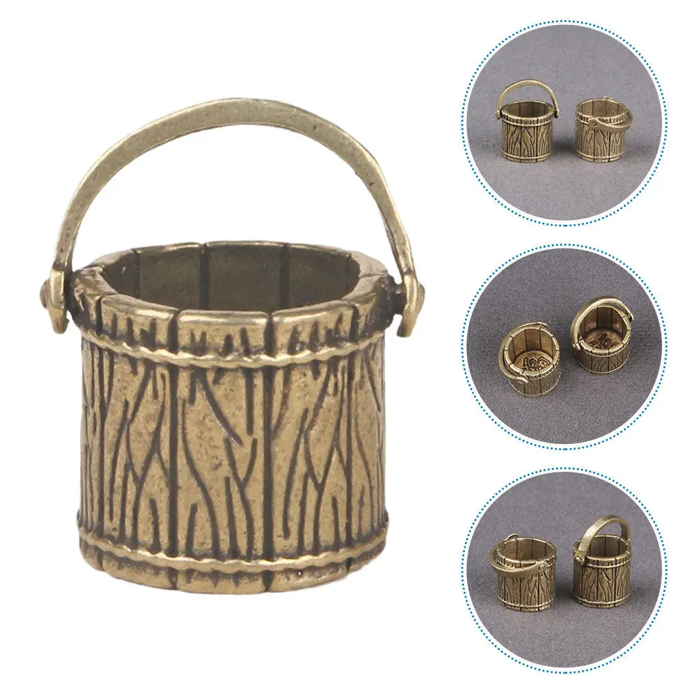 

Vintage Style Brass Mini Bucket Decorative Mini Basin Table Centerpiece Dining Room Money Storage Ornament Home Office Decor