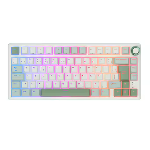 Rk 75 royal kludge gaxeta com fio teclado gamer brasileiro teclado mecânico hot-swappable 80 teclas rgb retroiluminado mda pbt k