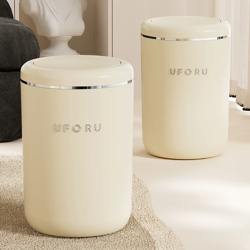 UFORU Living Room Trash Can High Appearance Level With Lid Light Luxury Large Capacity Office Bedroom Trash Can
