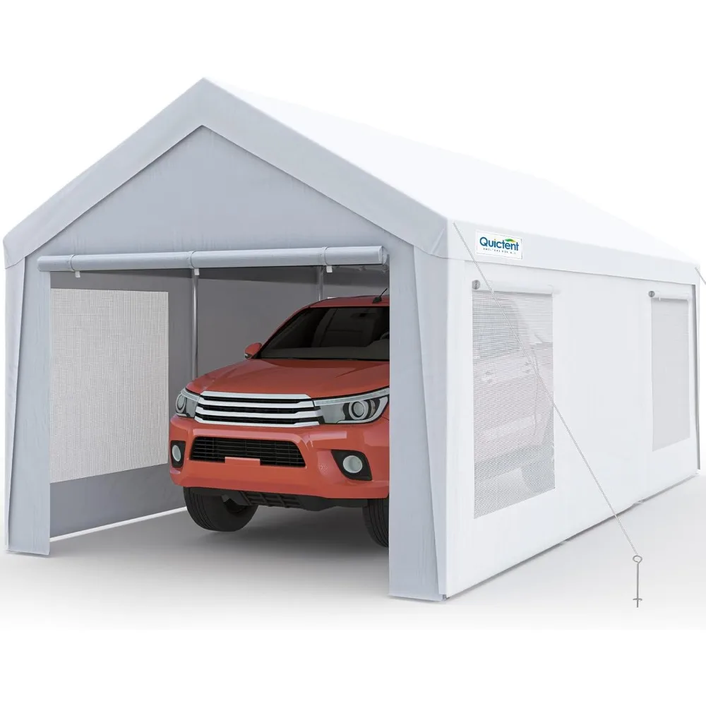 

10x20 ft Heavy Duty Carport Canopy Galvanized Car Tent Outdoor Garage Boat Shelter with Reinforced Structure with Roll