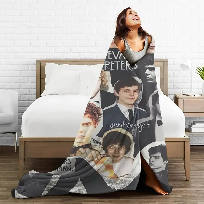 Cute Evan Peters movie actor blanket flannel autumn/winter portable thin throw blanket for bed bedroom plush thin quilt