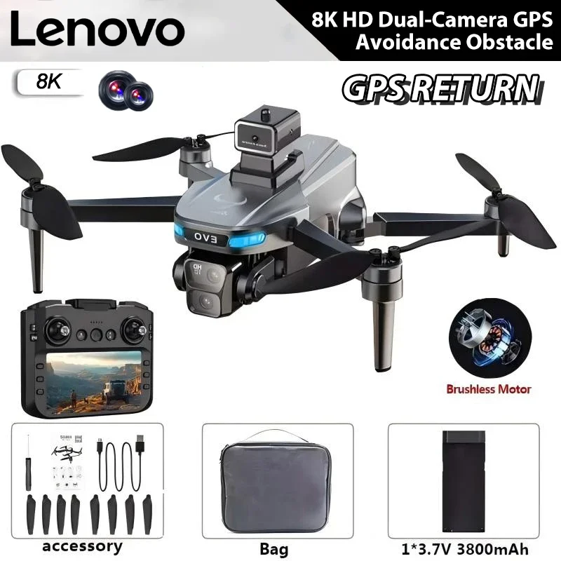 Lenovo SG901 MAX GPS-Drohne Professionelle 8K Luftbild-HD-Drohne mit Hindernisvermeidung und Fernbedienung mit großem Bildschirm, faltbare bürstenlose Drohne