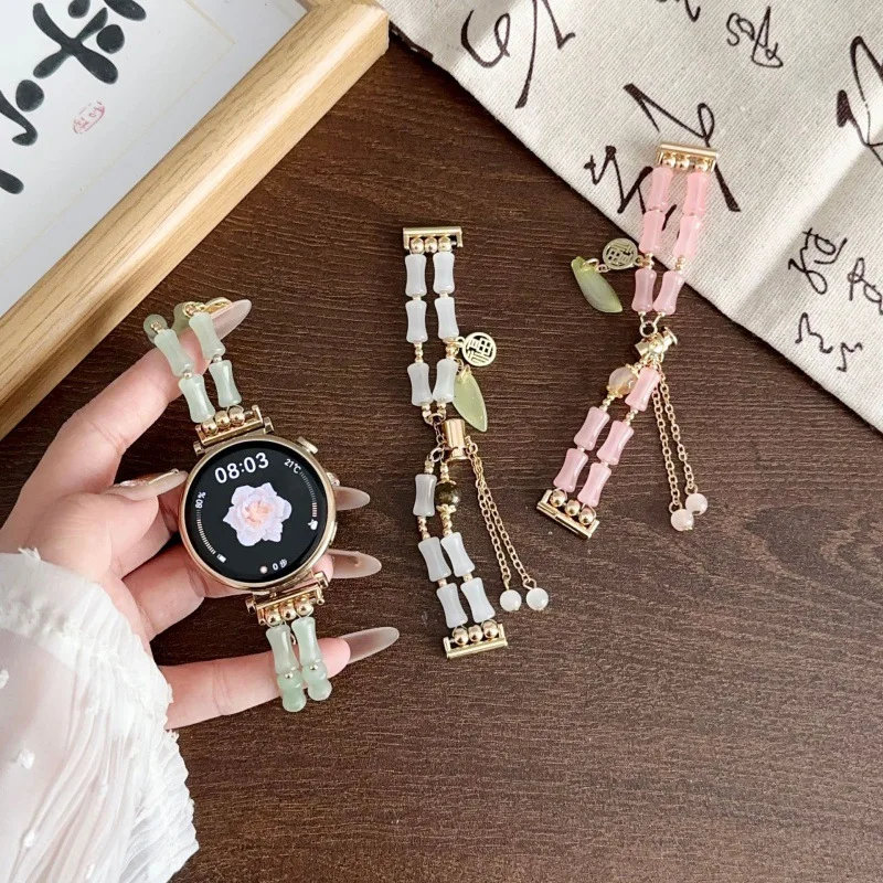 Compatible with Huawei GT4, GT2, Watch3, and Watch4 Pro, this watch strap features a Chinese-style beaded design, making it a ve