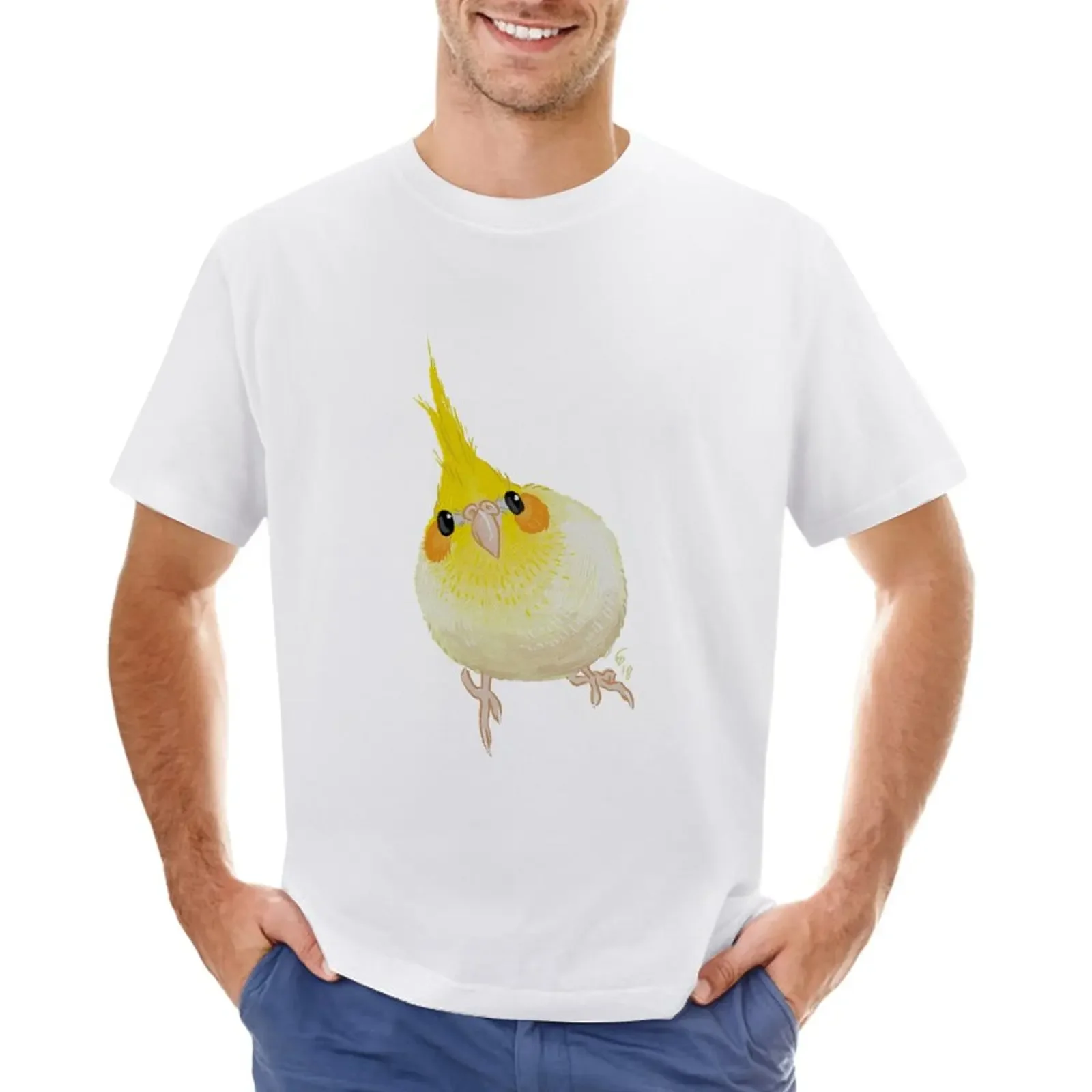 Lutino cockatiel (Small) T-Shirt anime cute tops mens clothing