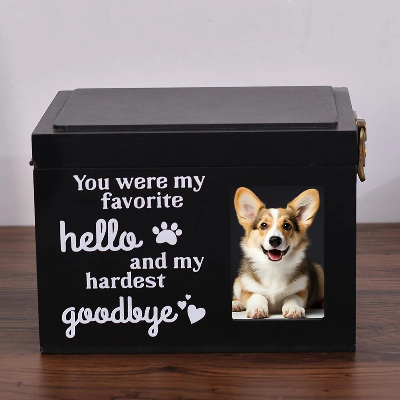 Solid Wood Pet Ashes Urn Memorials Funeral Dog Urn Ashes Cremation Keepsake Wooden Pets Ash Urns Passed Cats with Photo Frame