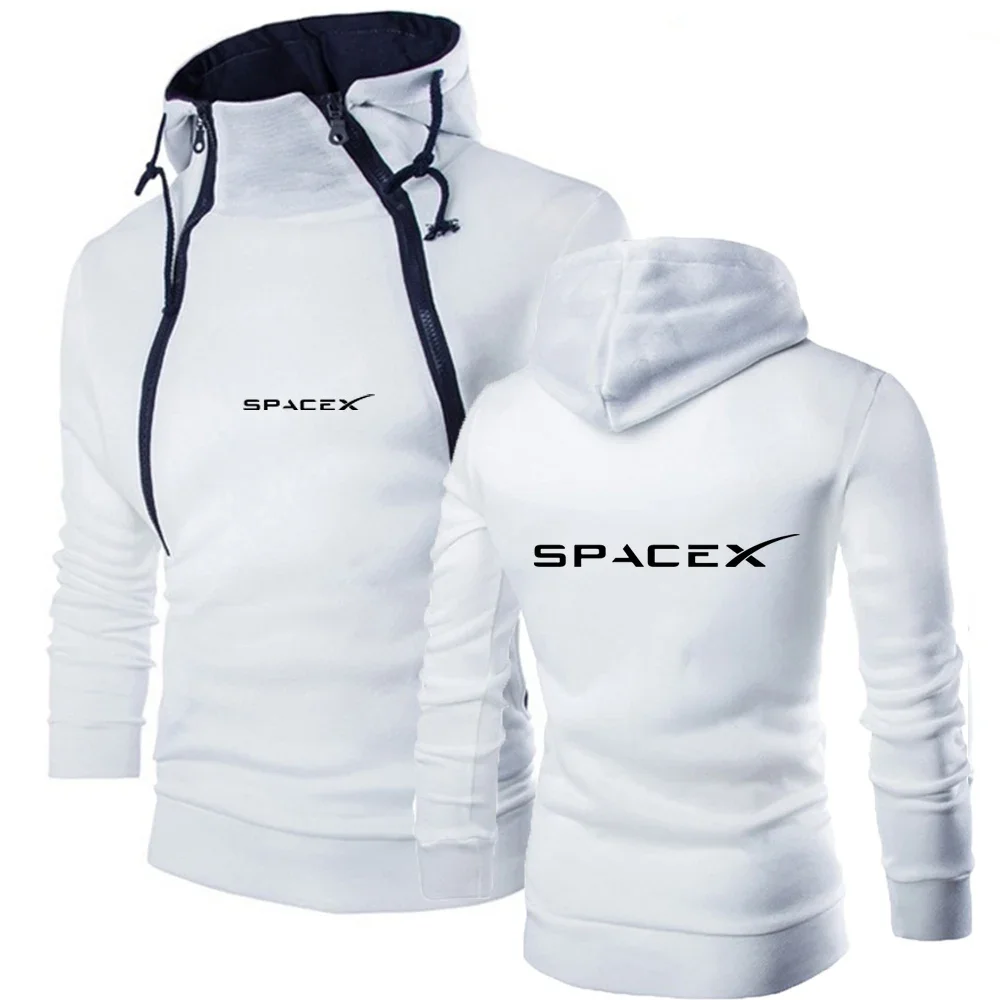 SpaceX Space X Logo 2023 Men's New Men's Printing Double Zipper Design Casual Autumn And Winter Fashionable Sports Hoodies Tops