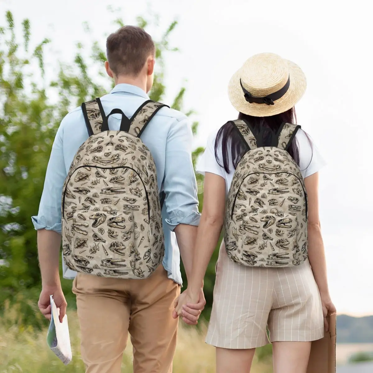 Sac à dos crâne de dinosaure Rex pour adolescents, sac à dos naturel, sac à dos de voyage, motif de carrelage, croquis, collège, étudiant, livres
