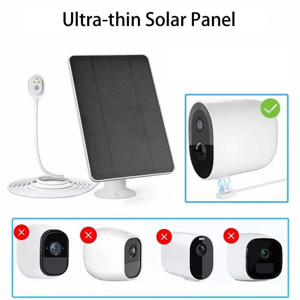 Security Camera Solar Panel Ultra-thin Solar Panel Weatherproof Solar Panel Charger for Arlo Pro Cameras with Adjustable Mount