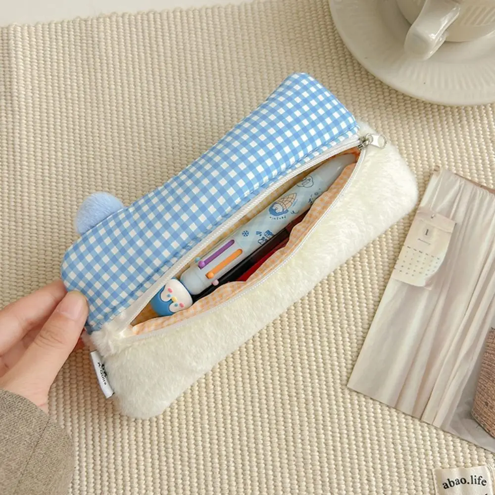 Creative House Shape Pen Bag Large Capacity Plush Pencil Case Cartoon Multifunctional Stationery Bag Student