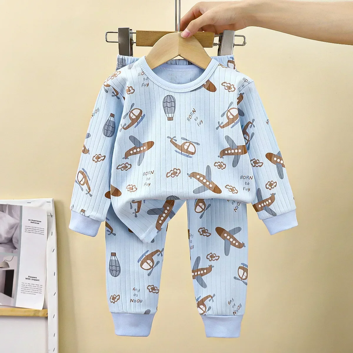 New Kids Pure Cotton Pajamas Boys Girls Cartoon Long Sleeve T-Shirt Tops + Pants Baby Autumn Sleepwear Underwear Clothing Sets