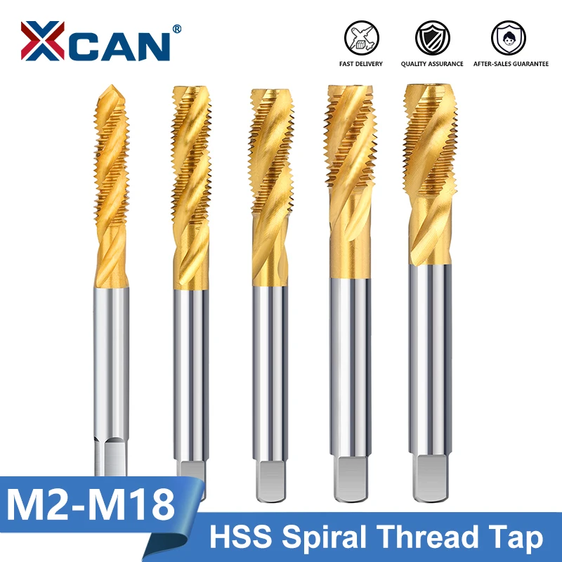Xcan-thread Tap Drill para Metal Tapping Hss 6542 M2-m18 Torneira de Parafuso Métrico Flauta Espiral Plug da Máquina Direita Ferramenta de Rosqueamento