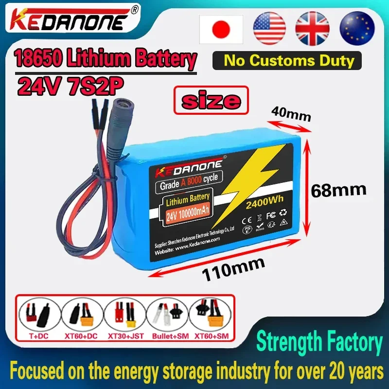 

24V 7s2p 18650 lithium-ion battery pack 29.4v 100000mAh‍♂️lithium-ion battery pack with BMS