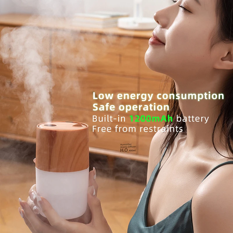 Elektryczny rozpylacz zapachów bezprzewodowy nawilżacz powietrza ultradźwiękowy 2 tryby przenośny opryskiwacz z kolorowym światłem nocnym do samochodu domowego 360ml