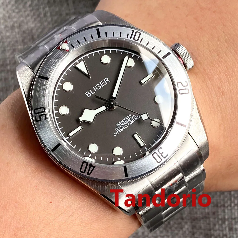 41mm NH35 PT5000 Grey Dial Sapphire Glass Luminous Index Alloy Bezel Snowflake Hand Automatic Men Watch Screw Crown