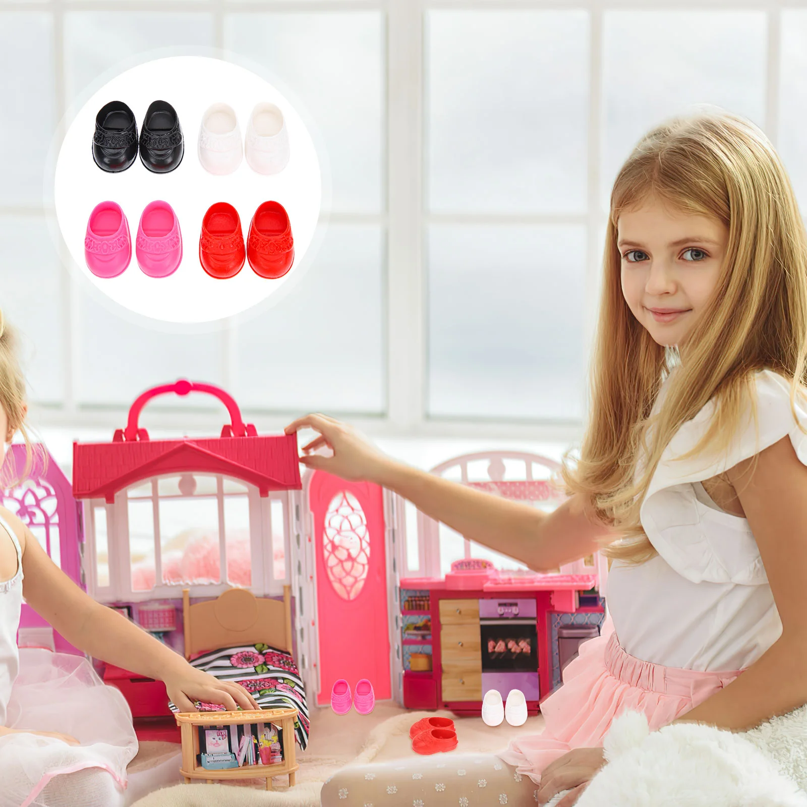 

4 Pairs Kids Costumes Flat Shoes Children Mini Toy Baby Girl Dolls Kidcore Clothes