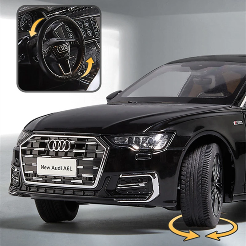 1:18 AUDI A6 Alloy Car Model Diecast & Toy Metal Vehicle Car Model Sound and Light High Simulation Collection Childrens Toy Gift