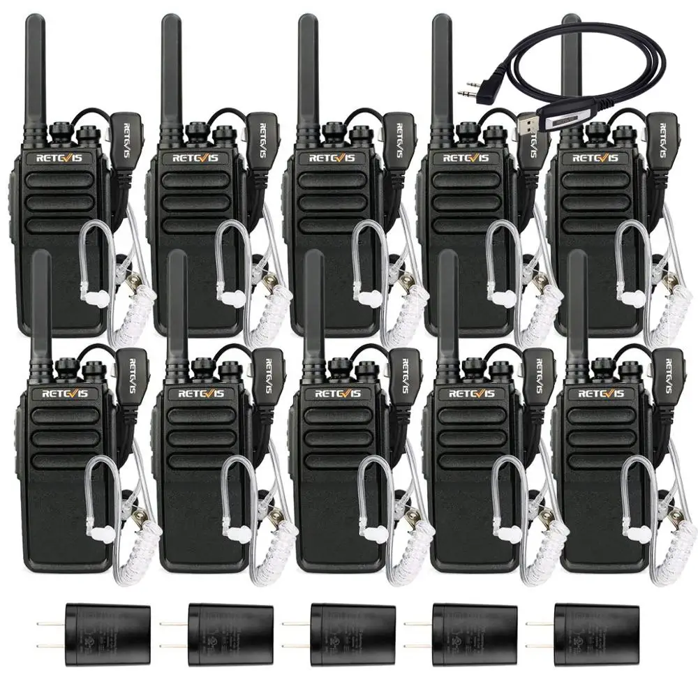 

Retevis RT28 Commercial Walkie-Talkies with Earpiece Cable 2Way Radios Long Range Rechargeable FRS Emergency Alarm VOX Handsfree