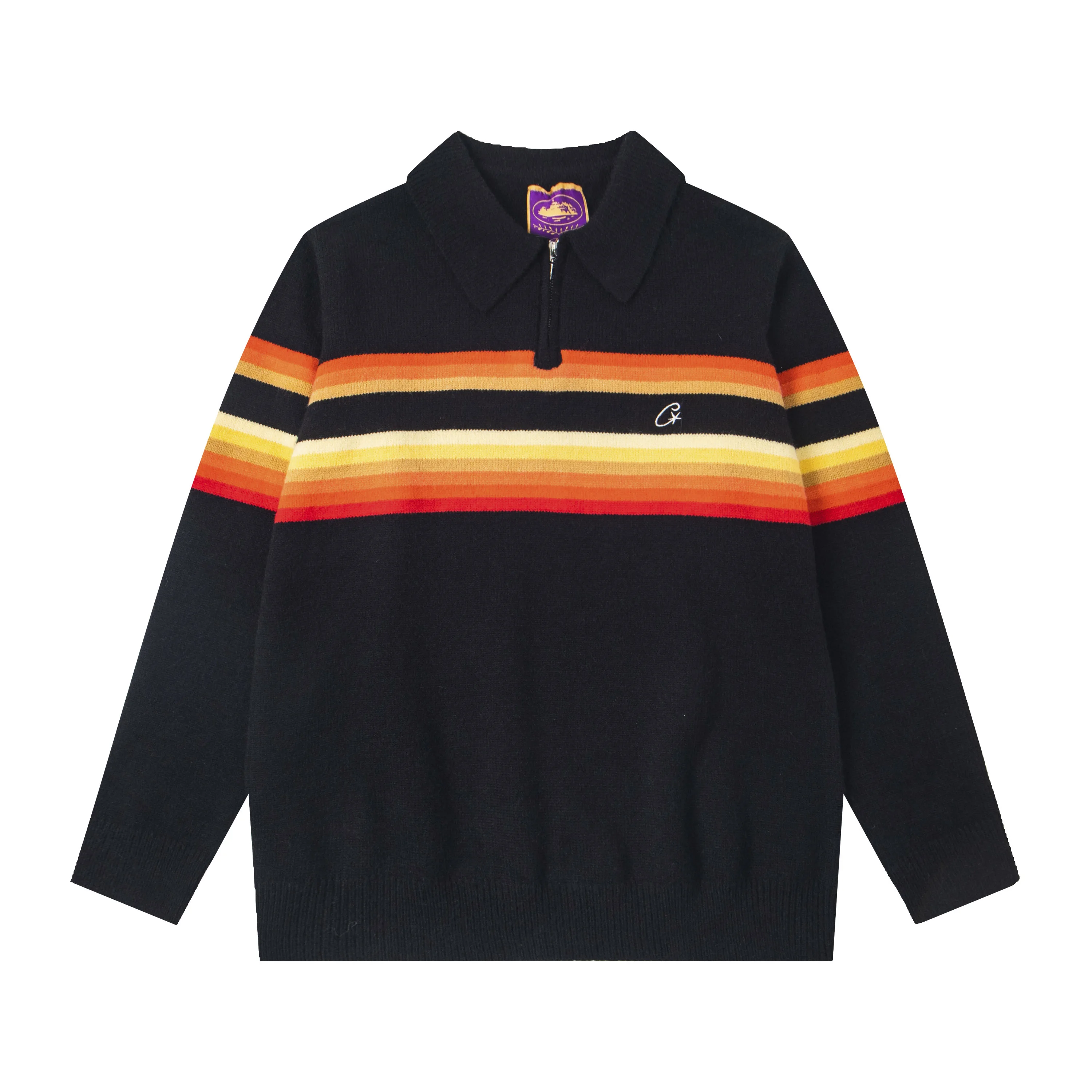 جزيرة الشيطان محبوك سترة مخطط مطرزة رسالة طوق الرجال عادية شارع العليا الخريف الشتاء الصوف مزيج سترة #2