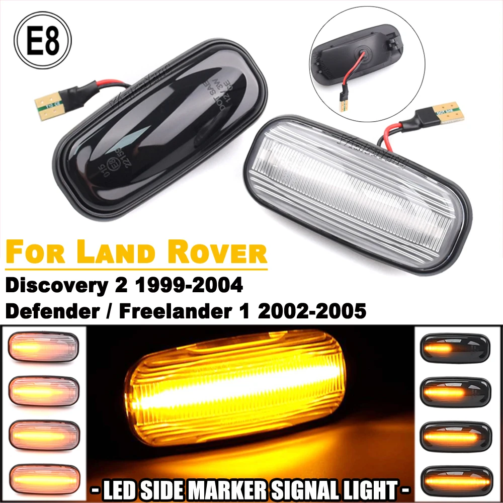 2pcs LED Turn Signal Dynamic Sweep Side Marker Lamp Repeater Indicator Light For Discovery 2 1999-2003 2004 Freelander Defender