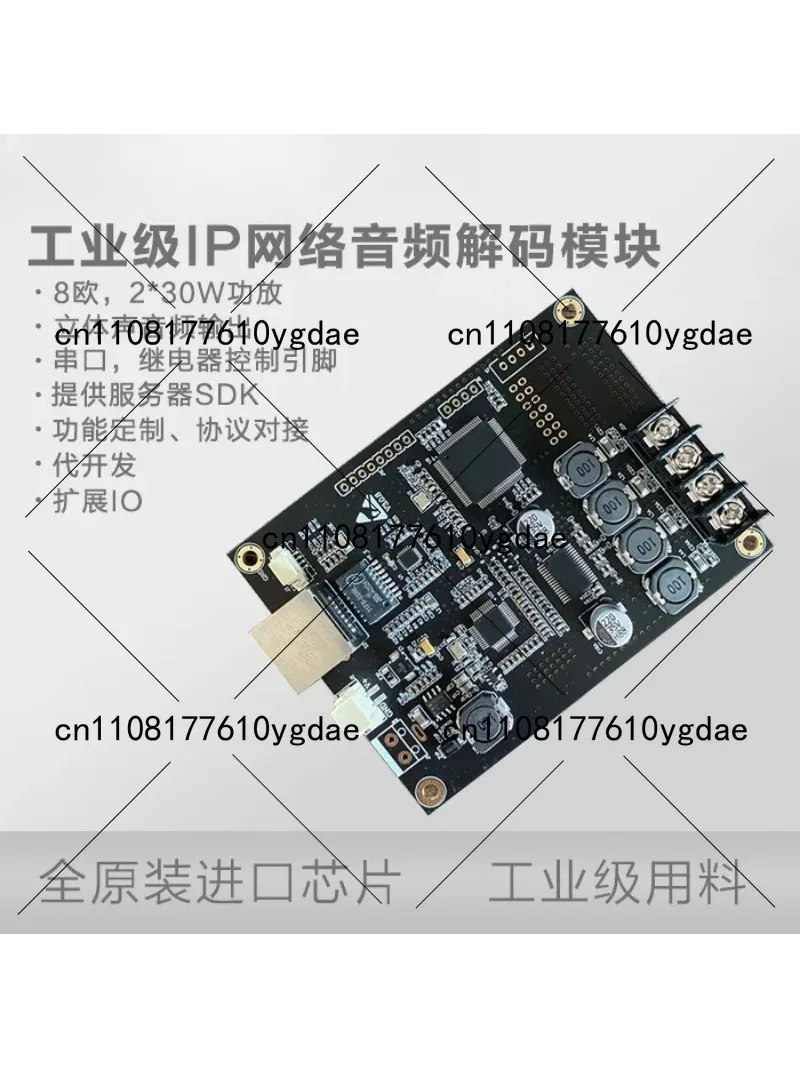 IP Network Audio Module with 2x30W Power Amplifier | Broadcast Speaker Decoder for IP Streaming