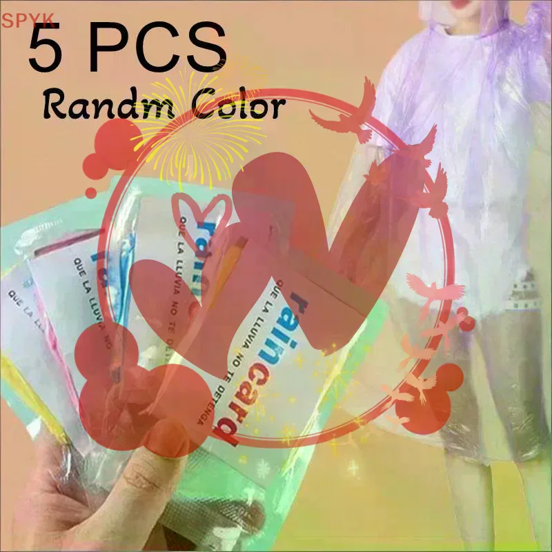 5pcs Disposable Raincoat Card Sized Raincoat Portable Rain Coat Waterproof Jacket Travel Outdoor Rafting Camping Supplies