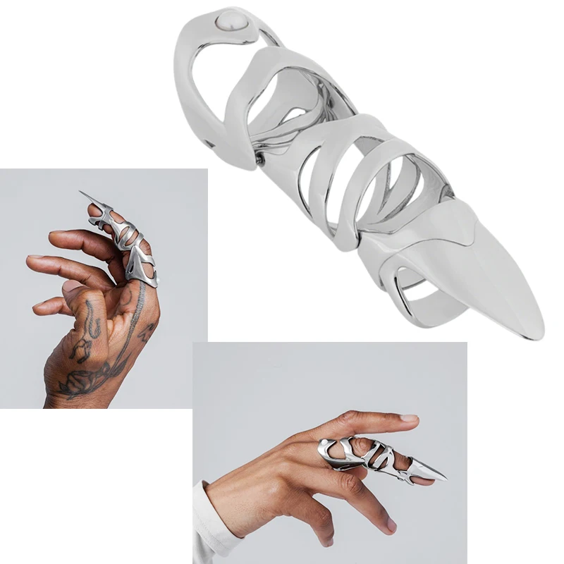 

Punk Armour Rings Gothic Rock Machinery Scroll Joint Armor Knuckle Knight Metal Multilayer Finger Rings Cosplay Fashion Jewelry