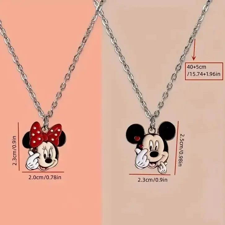 Disney Mickey And Minnie Collarbone Chain, Cute Cartoon Necklace, Niche Accessories For Daily Wear, Couple's Small Accessories