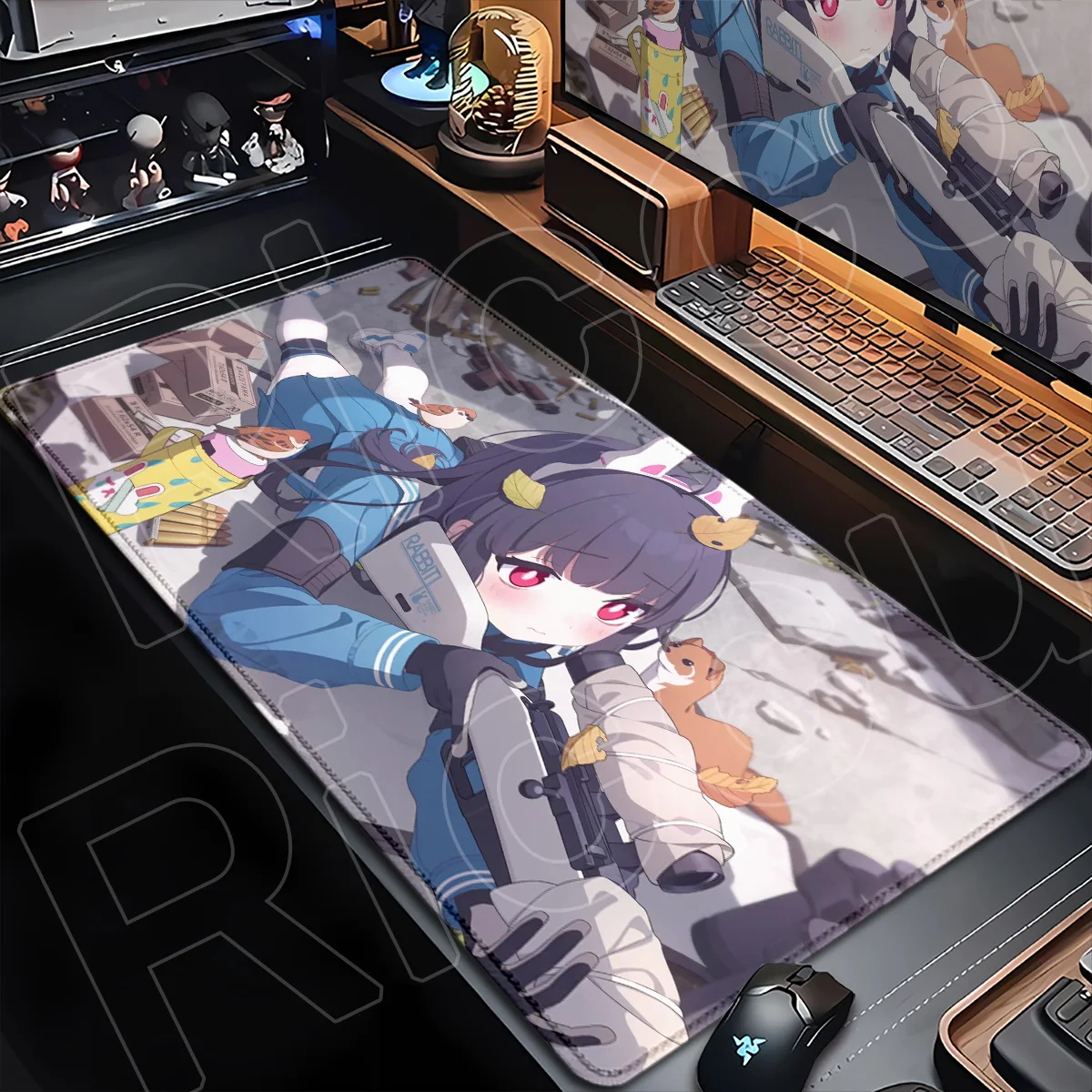 Non-slip Natural Rubber Mouse Pad 900x400mm Computer Office Table Carpet Game Blue Archive Kawaii loli Kasumizawa Miyu Mouse Mat