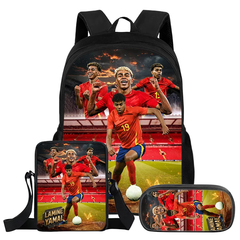 3Pcs Set Backpack L-Lamin Yamal Kids Student School Football Star Rucksack Best Gift Shoulder Bag Pencil Bags Bookbag image 3