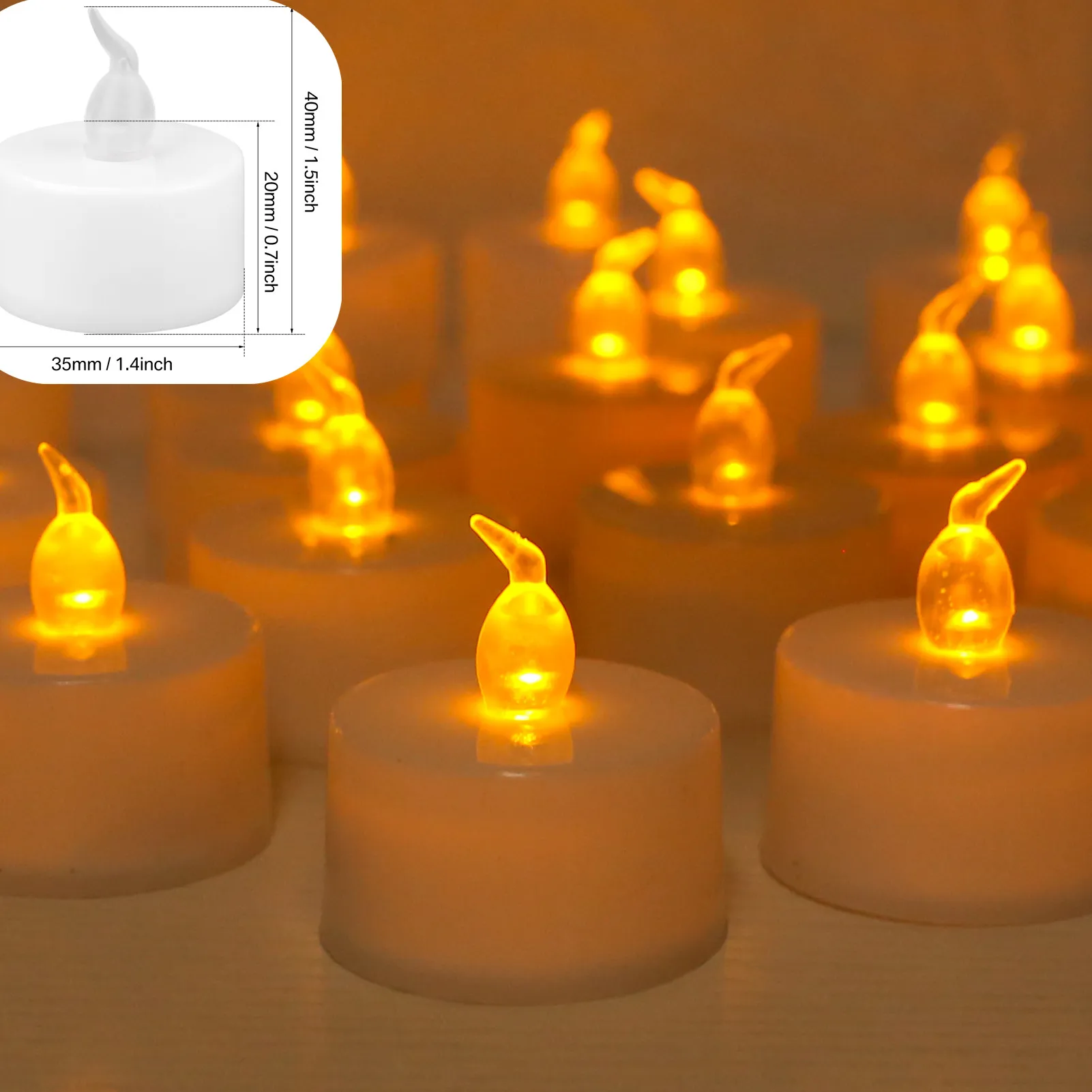 12/24 Pack Warm Gele LED Vlamloze Flikkerende Theelichtkaarsen Batterij Aangedreven Perfect Voor Bruiloft Festival Kerst Decor ﻿