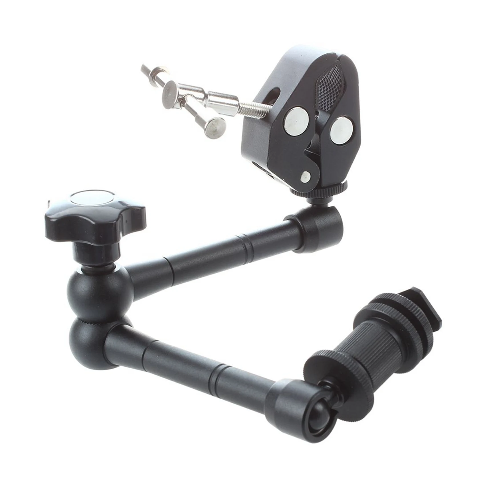 Brazo mágico articulado de fricción, 1 piezas, 11 pulgadas, abrazadera y 1 piezas, Mini cabezal de bola de aleación de aluminio, montaje de 1/4 pulgadas