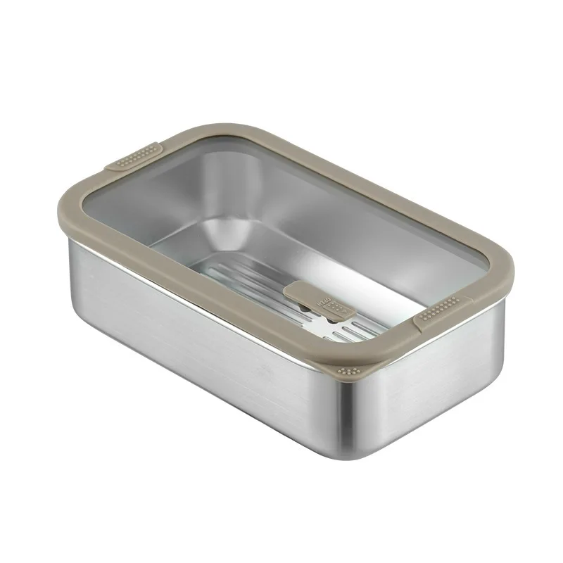 lunch  set with lids stainless  rectangle airtight  boxes & bins crisper food containers