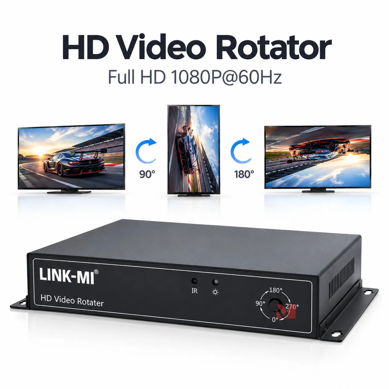 HDMI Video Rotator 1080P60Hz HDMI Switcher 2 In 1 Out HDCP 1.4 HDMI Video Processor 90 180 270 Degree IR Control Stereo Output
